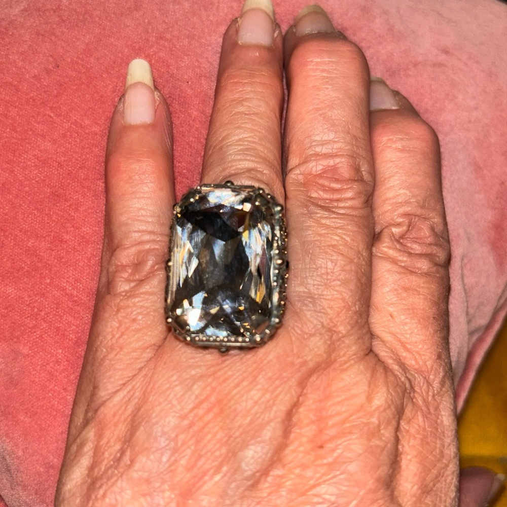 Sorrelli Clear Crystal Statement Ring in Gold-Tone